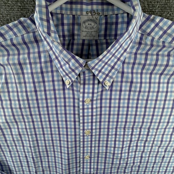 Brooks Brothers 2XL Slim Fit Button Up Shirt Men Purple Blue Non Iron Cotton - Picture 1 of 14